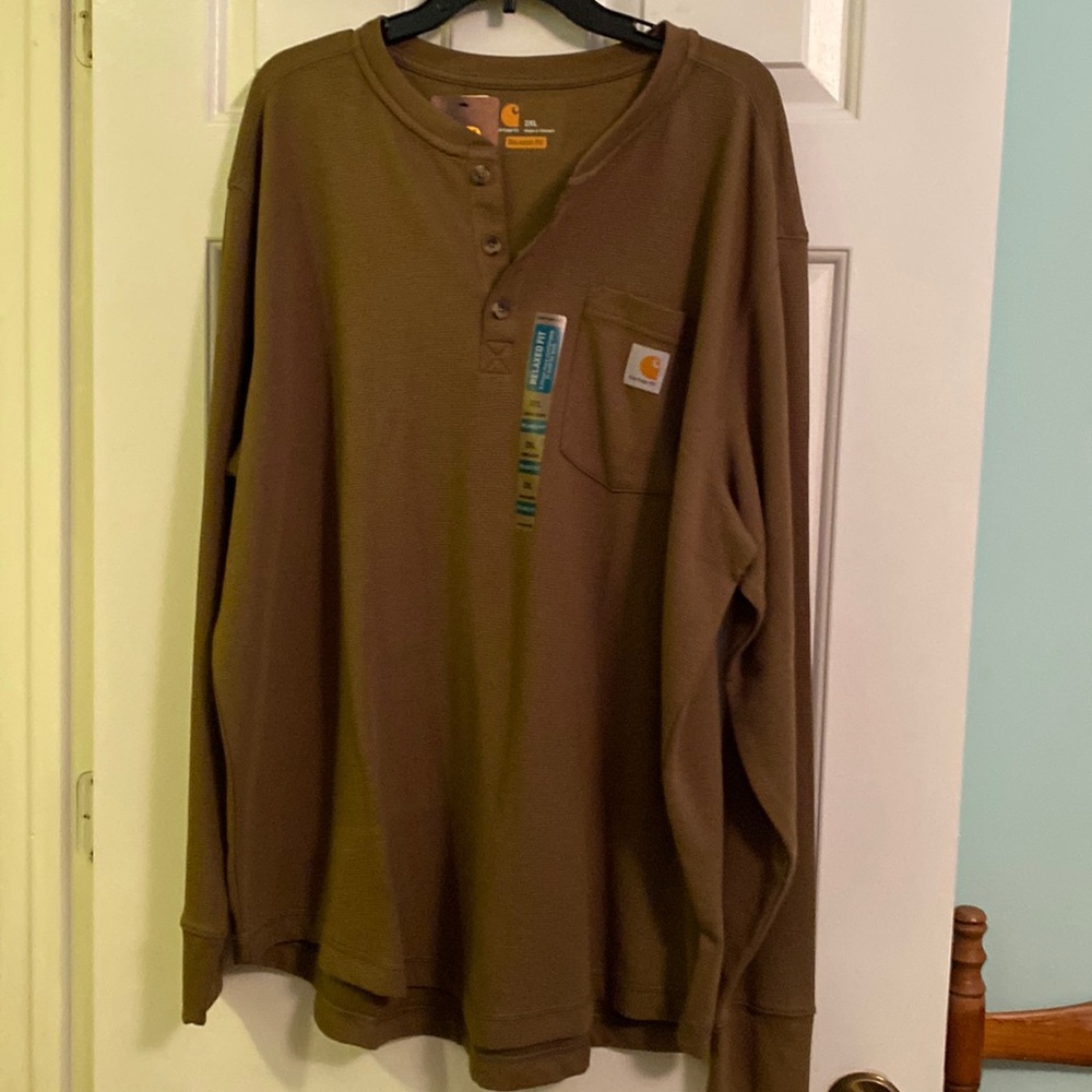 NWT Carhartt long sleeve Henley 2XL Brown